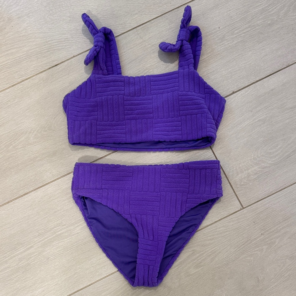 Beach Riot Stella two piece Kids Textured Purple Bikini